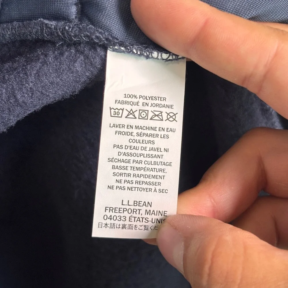 LL Bean Fleece Robe Men Large Blue Colorblock Belted Loungewear